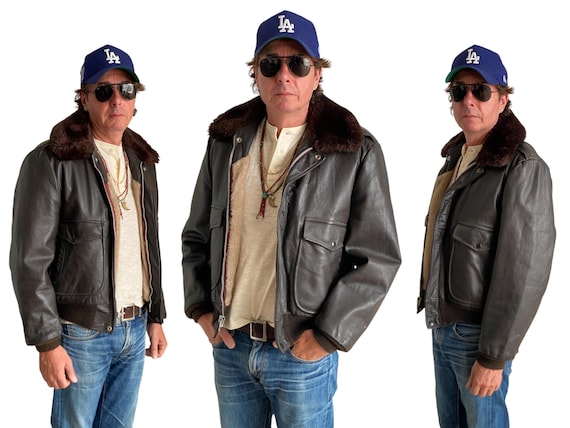 Vintage 70s Leather Flight Jacket: USA Made Talon Zip, Size 40