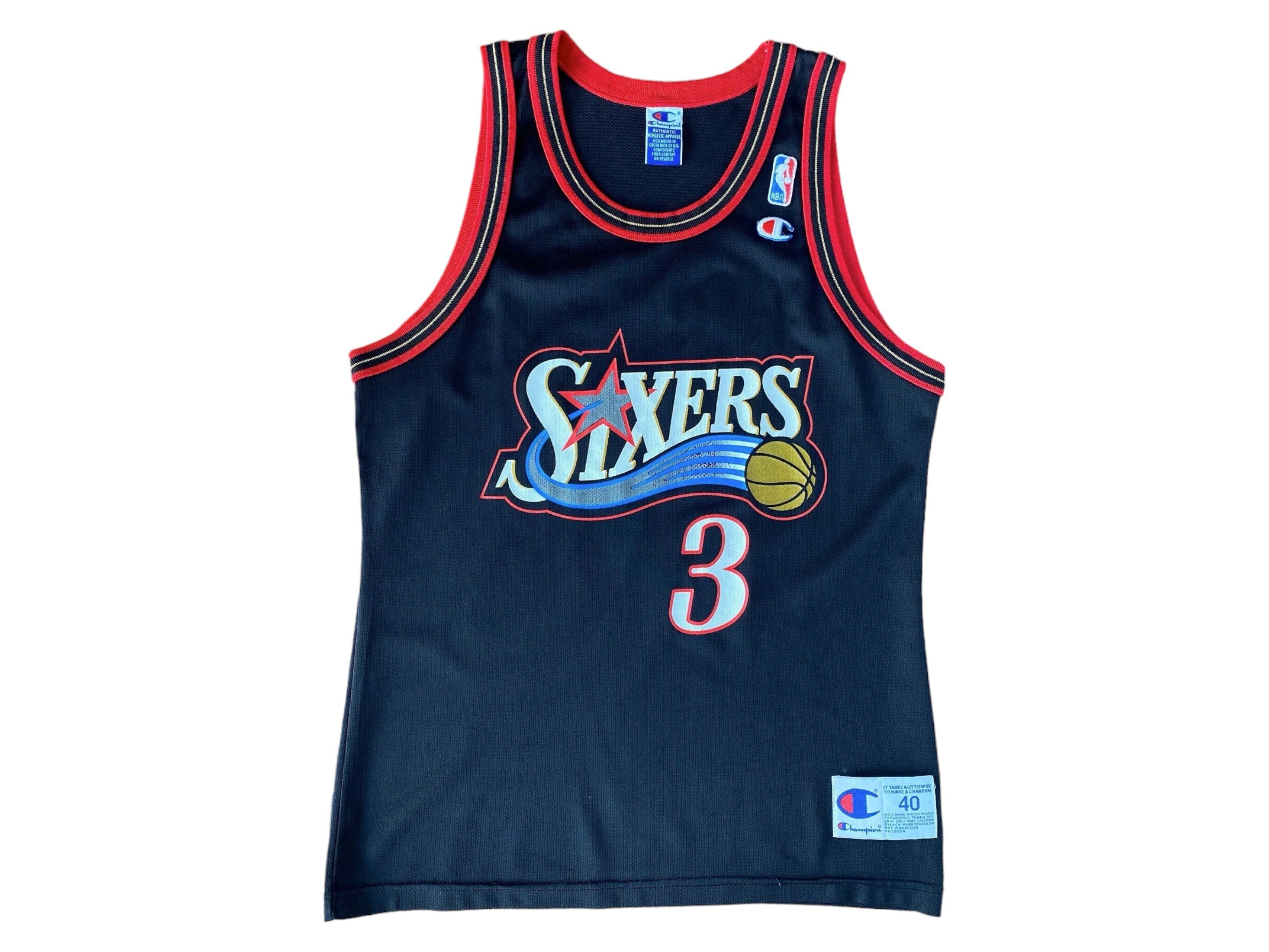 Size 40 US. VTG NBA Champion Jersey Iverson # 3 Philadelphia Size 40 US. VTG NBA Champion Jersey Iverson # 3 Philadelphia