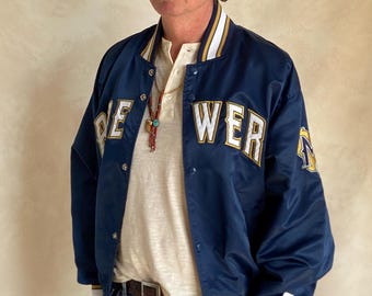 Vintage 1990s Milwaukee Brewers Blue Nylon Jacket by Starter