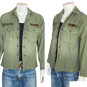 Med. Authentic 60s Vietnam war e US Military OG 107 fatigue shirt.