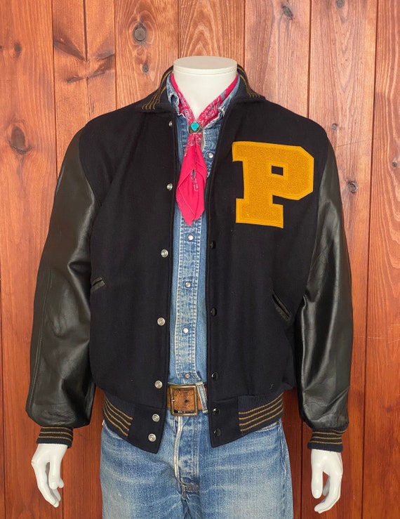 Size L. Vintage 70s Varsity Jacket Wool 
