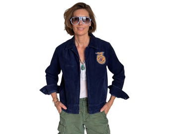 Vintage FFA Zipper Corduroy Jacket Size 38 Blue Colour - Etsy