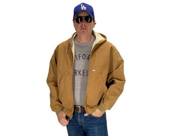 Vintage 90s Carhartt Hooded Work Jacket Duck Canvas Coat Made USA Size XL Mens