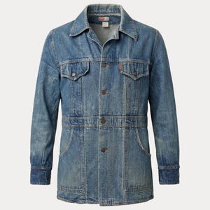 Vintage 70s Levi’s Long Denim Jacket | Classic Trucker Coat | Made in USA | Size Large | AJ357 Studio