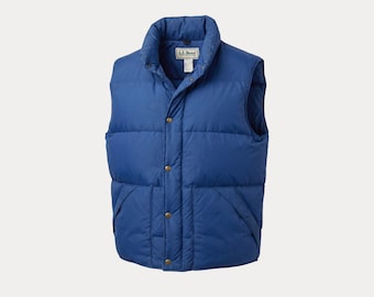 Vintage L.L. Bean Goose Down Puffer Vest / Royal Blue / Made in USA / Men's Large / 80s Outdoor