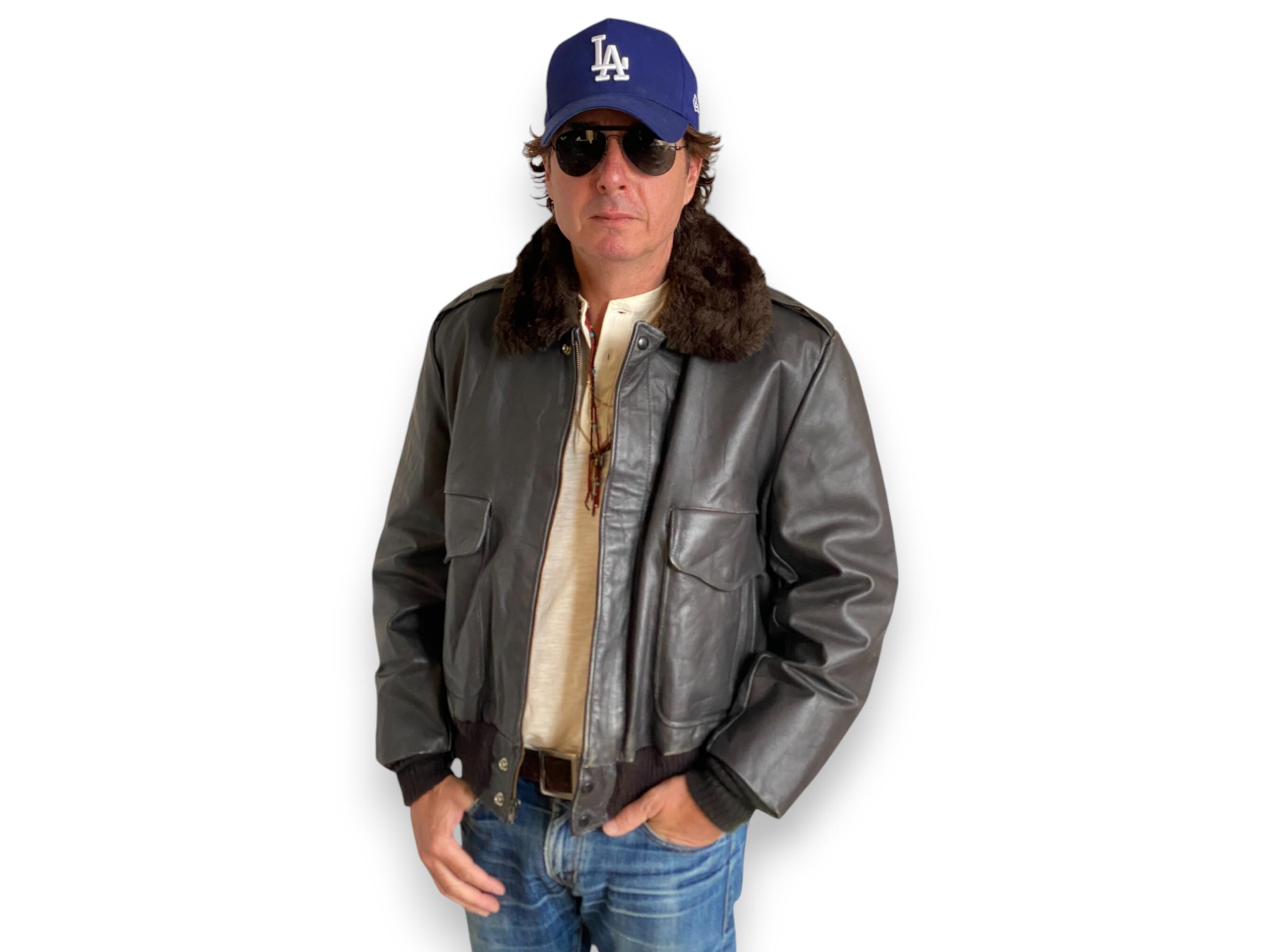 Size 44US Reg (54EU). Vintage Leather Bomber Flight Jacket