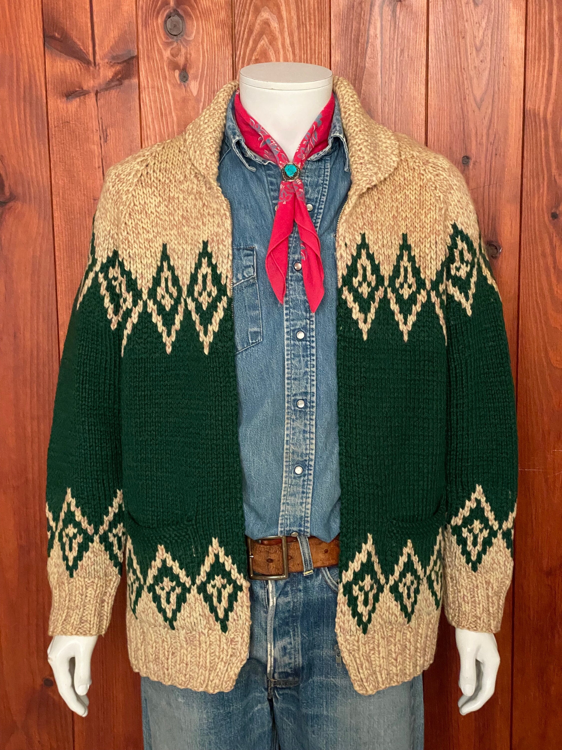 Size Medium . Vintage Cowichan Sweater 