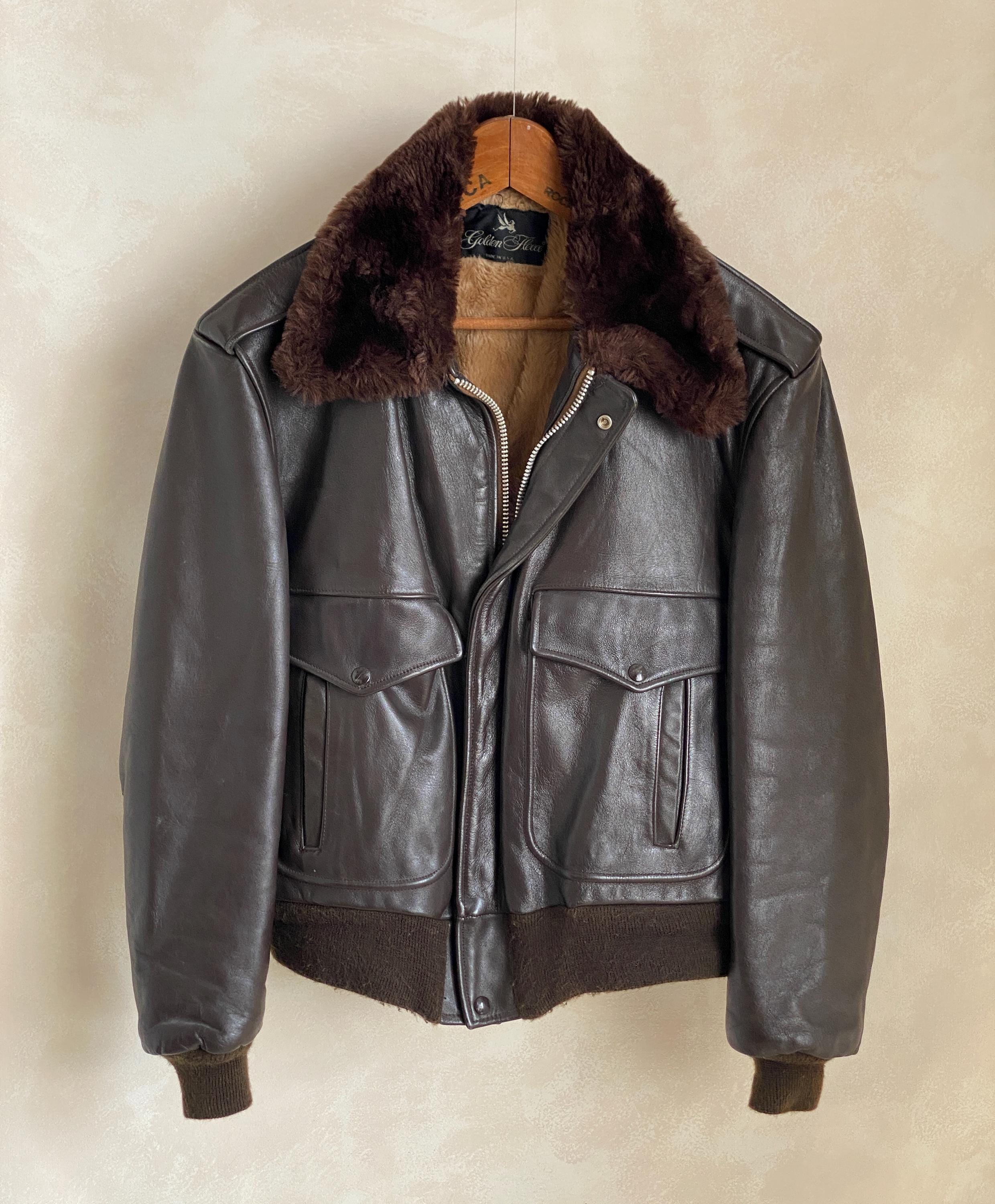 Vintage Golden Fleece Leather Bomber Flight Jacket – Made in USA