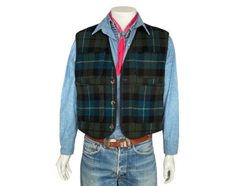 90s Vintage Woolrich Wool Vest Mens L Red Utility Workwear Full