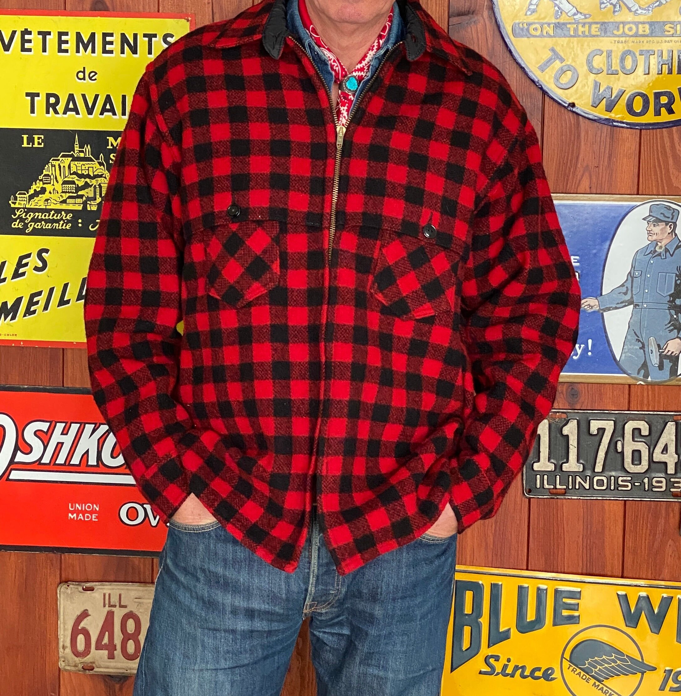 Johnson Woolen Mills Buffalo Plaid Jacket / 1950s-60s Vermont Wool
