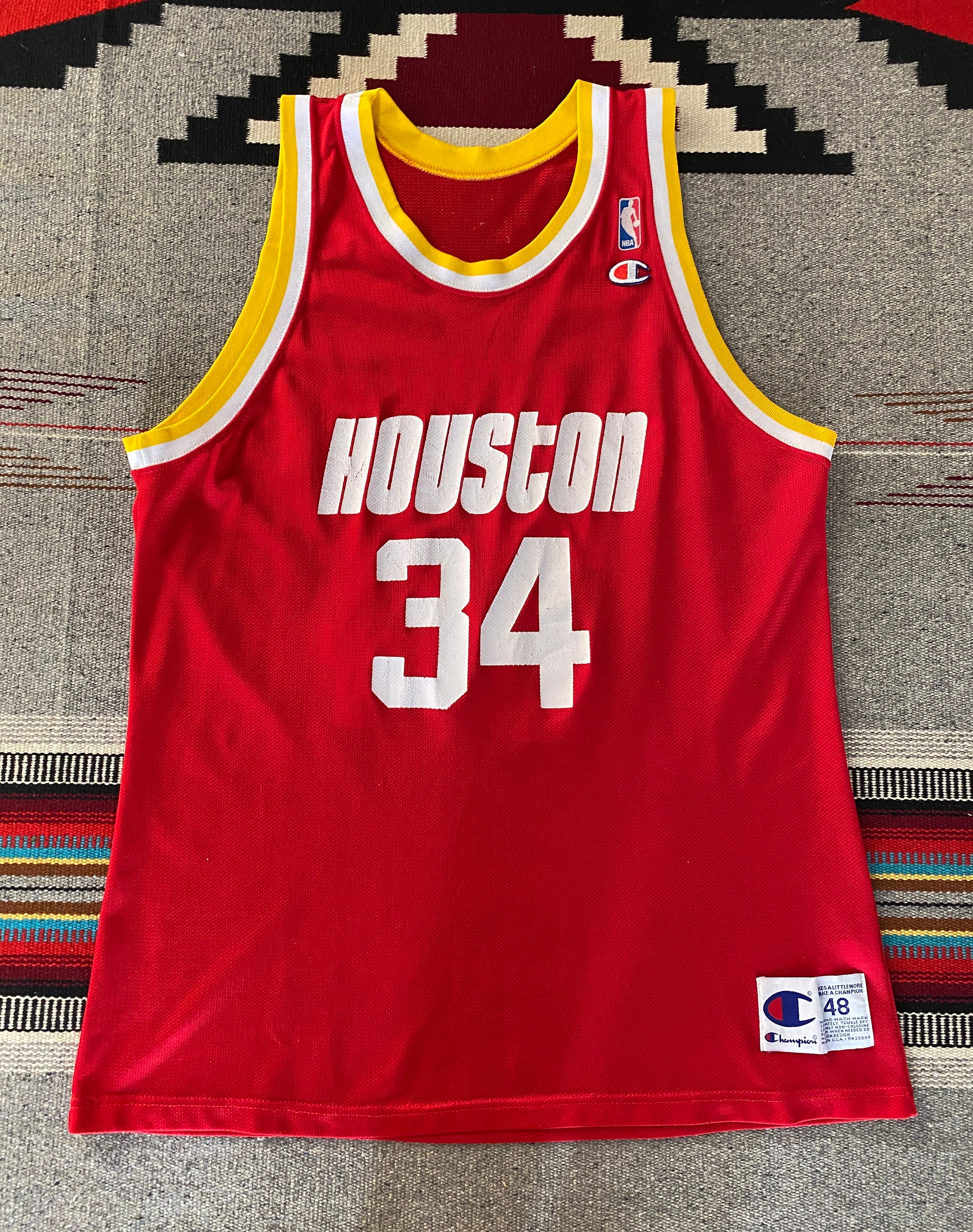 90s Vintage Houston Rockets Hakeem Olajuwon #34 NBA Jersey