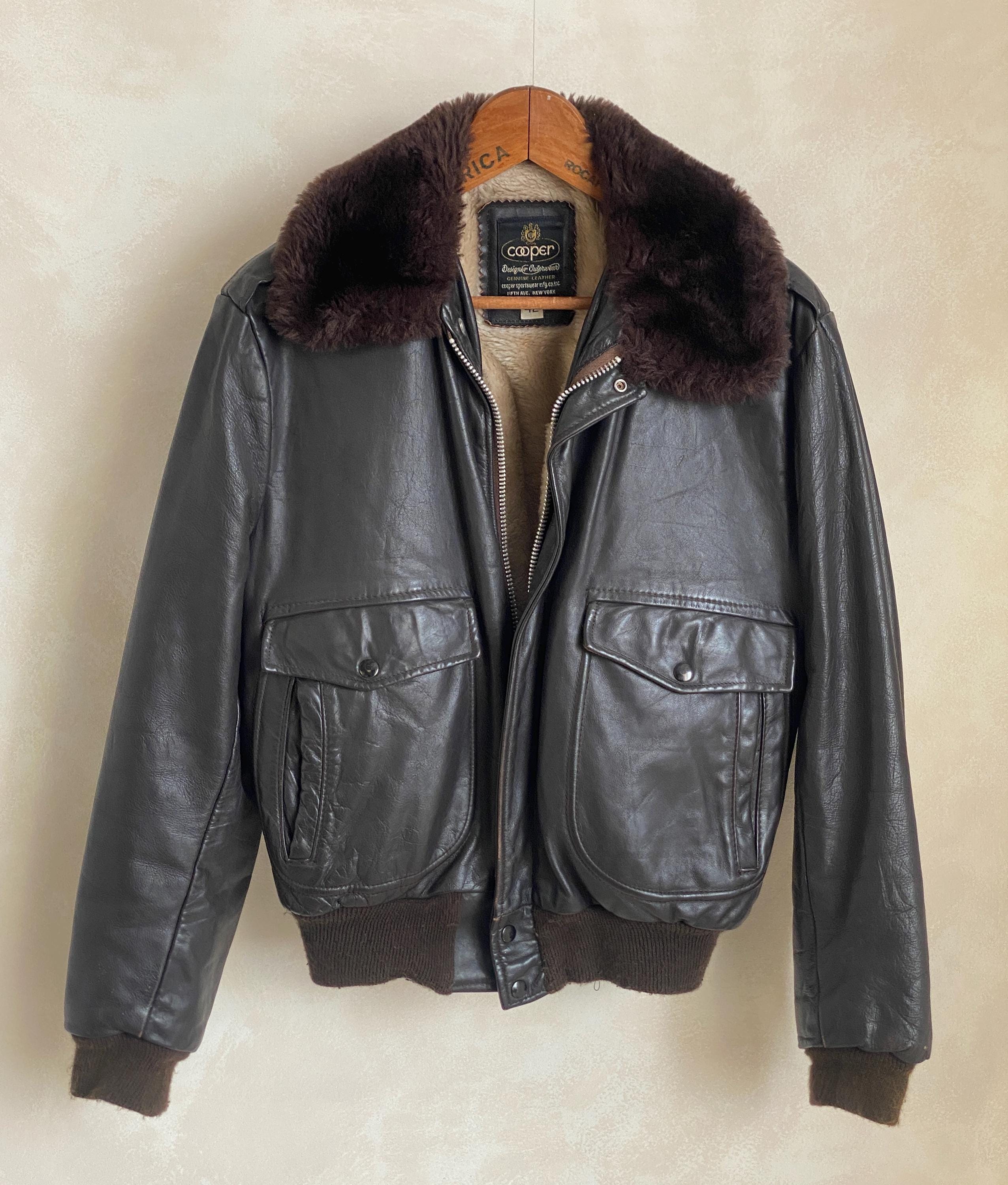 Size 42. Vintage Cooper Leather Bomber Flight Jacket Made in Size 42. Vintage Cooper Leather Bomber Flight Jacket Made in