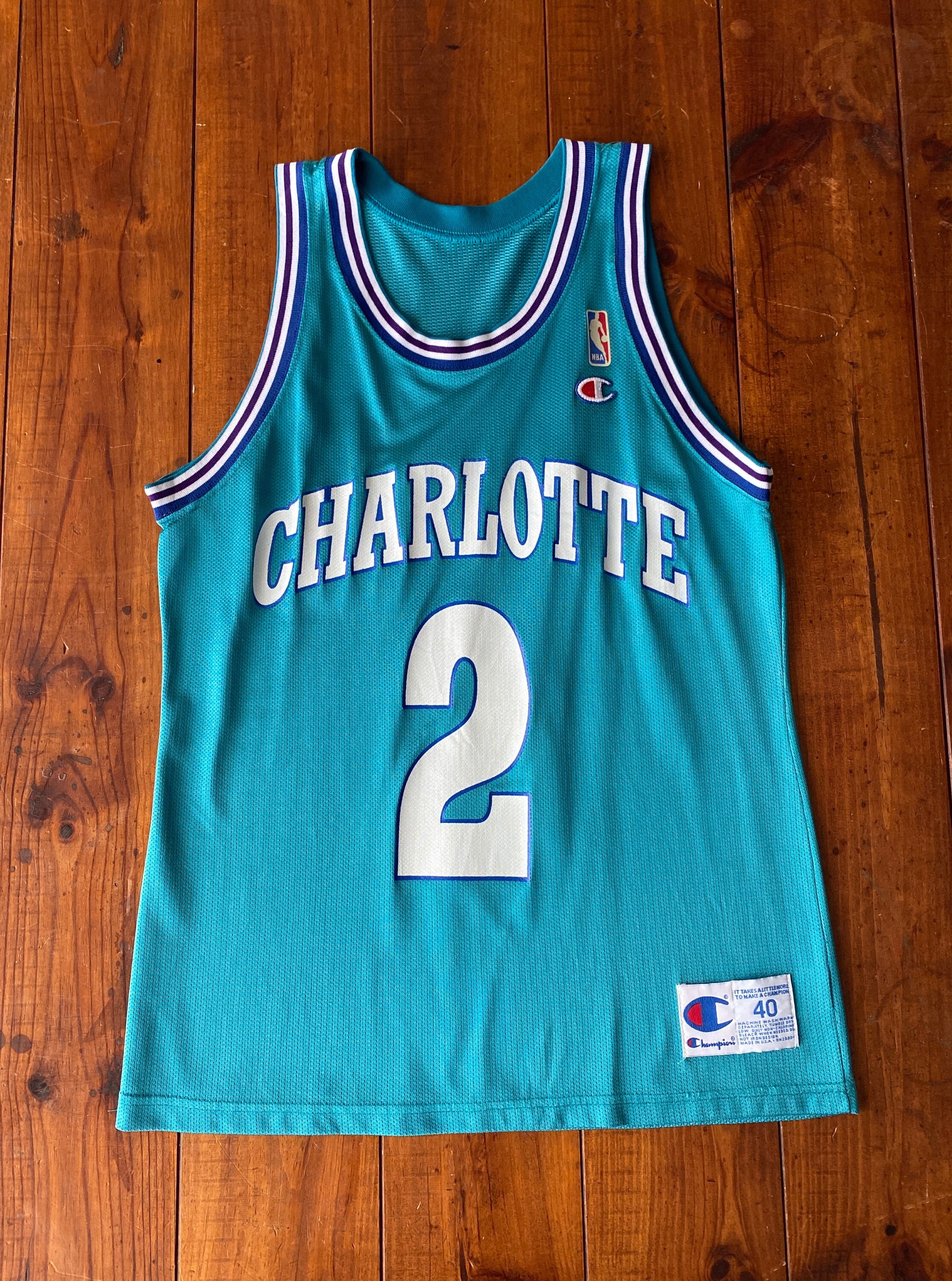 Vintage 90s Charlotte HORNETS Basketball Jersey Johnson Nba 40 