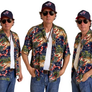 Size L. Vintage 90s  polyester thin Hawaiian shirt
