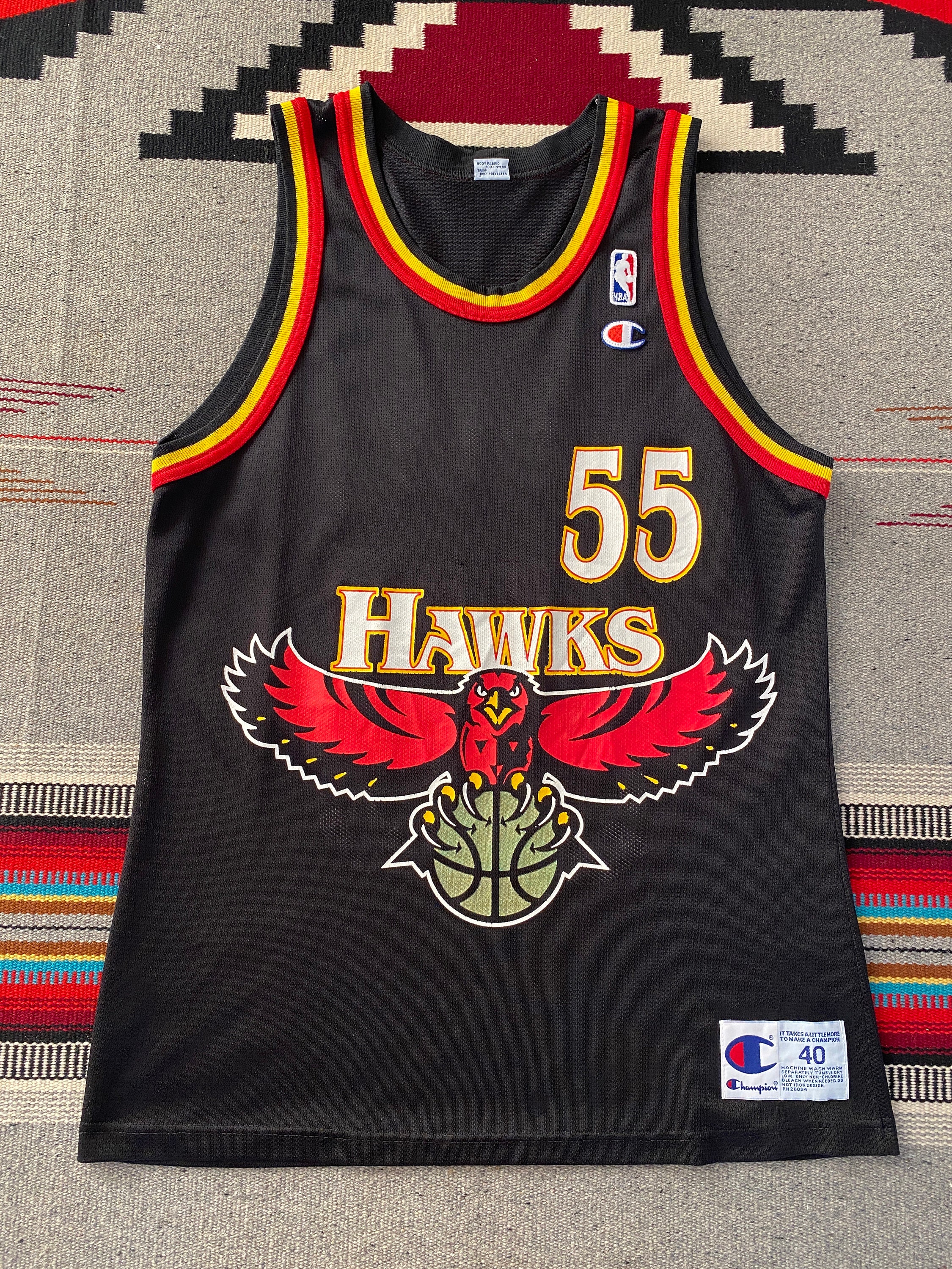 Size 40. 55 Dikembe Mutombo Hawks 90s Vintage NBA Jersey Made -  Finland