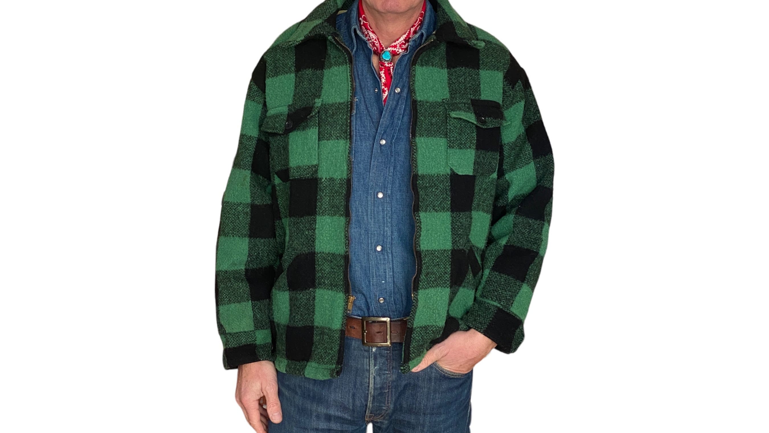 Vintage Buffalo Plaid Wool Jacket — Size Large — Made in USA Red Vintage Buffalo Plaid Wool Jacket — Size Large — Made in USA Red