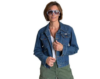 Chaqueta vaquera Wrangler vintage de los años 80 / Ropa de trabajo estilo western con 4 bolsillos / Fabricada en EE. UU. / Talla 34 EE. UU. / 44 UE / AJ357 Studio