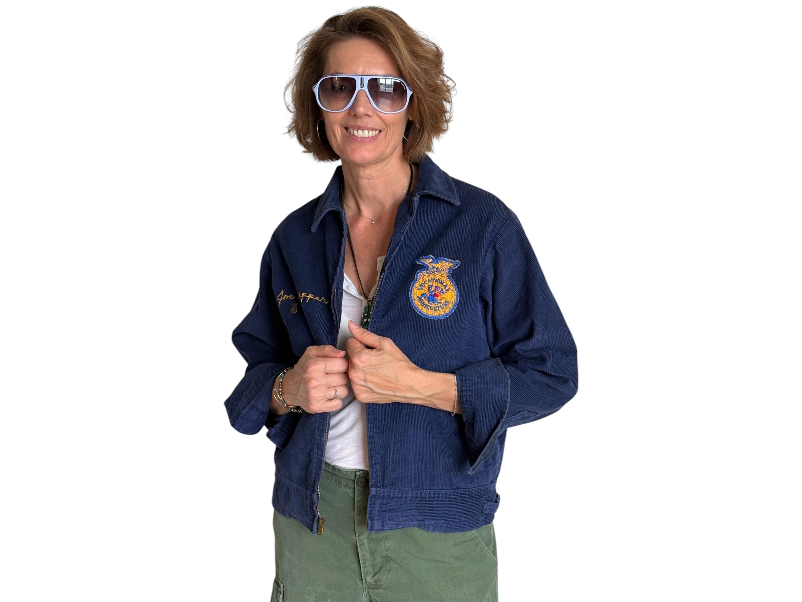 【70's】FFA JACKET MADE IN USA Vtg 70s FFA Louisiana Blue Corduroy Jacket Sz 36 USA