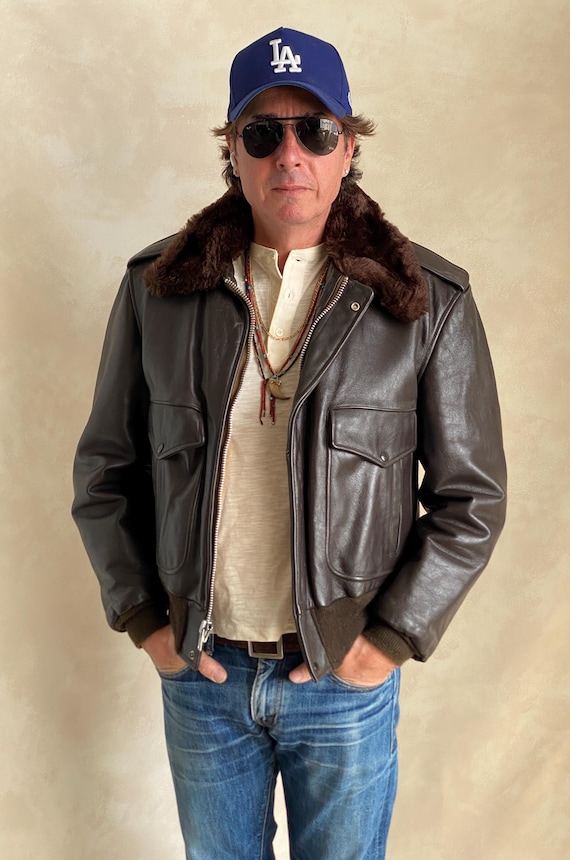 Golden Fleece レザージャケット 44 Vintage Golden Fleece Leather Bomber Flight Jacket – Made in USA