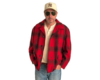 Vintage 80s Red Black Checkered Wool Lumberjack Jacket - Etsy Finland