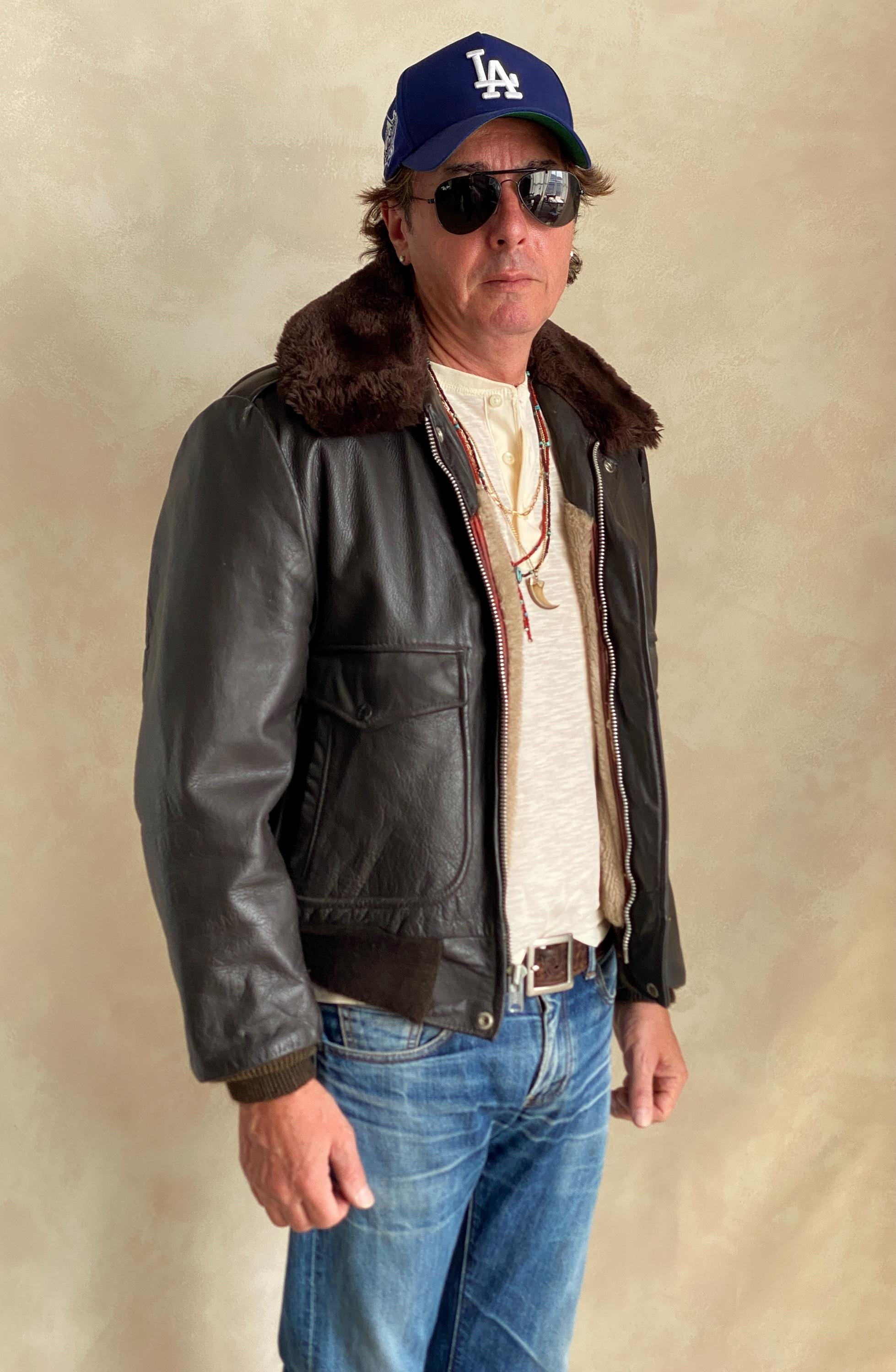 Vintage 70s Leather Flight Jacket: USA Made Talon Zip, Size 40