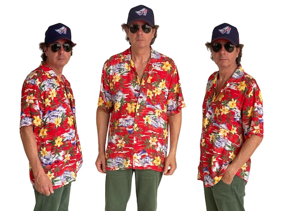 80-90s HAWAIIAN vintage shirt アロハシャツ Vintage 90s Hawaiian Shirt Bold Tropical Print Rayon Aloha Size