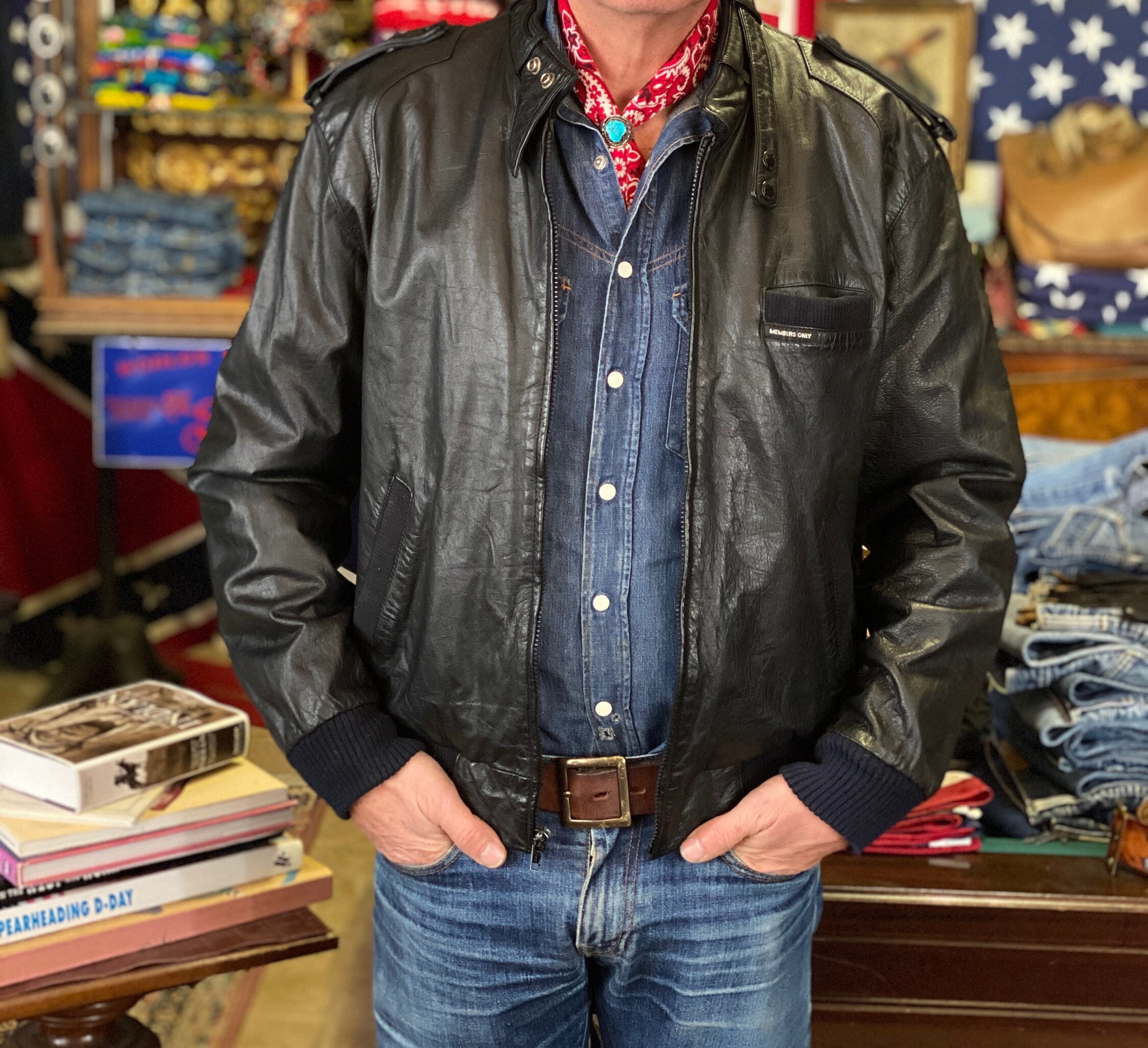 Vintage 80s Members Only Black Leather Jacket – Classic Bomber 