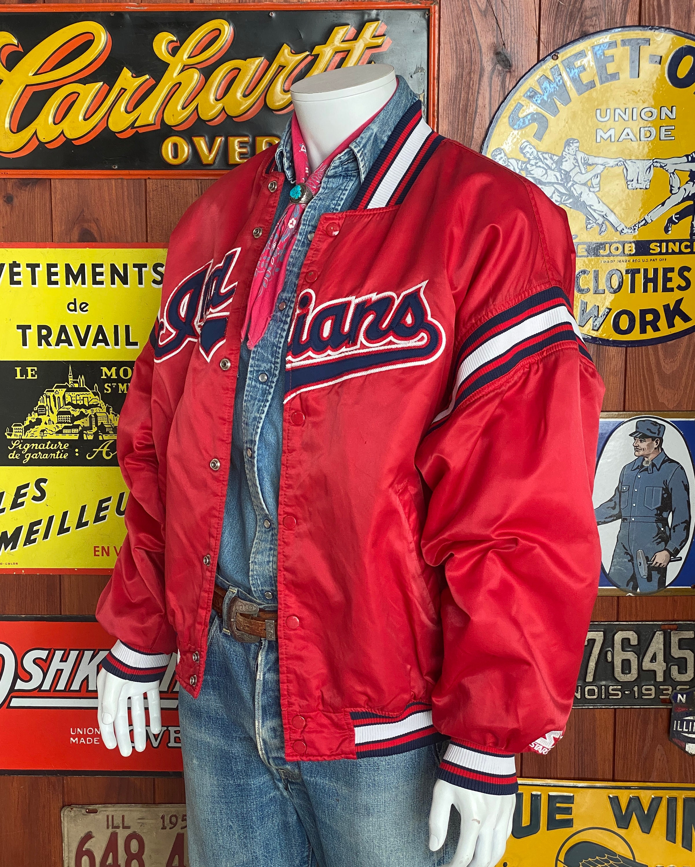 XL. Vintage 90S Indians Starter Jacket - Etsy