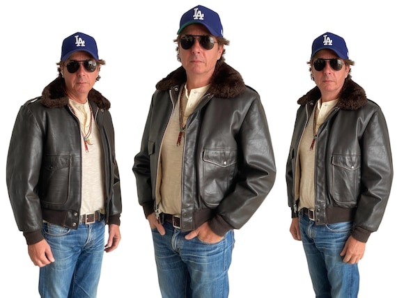 Vintage Leather Bomber Flight Jacket – Aviator G-1 Style Made in