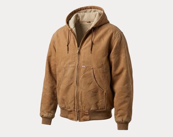 Carhartt / Brown Duck Canvas Hooded Active Jacket / Made in USA 1990s / Size XL