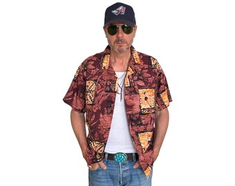 Vintage 80s Hawaiian Cotton Shirt Ocean Pacific Mens Surfwear Retro Beach Shirt