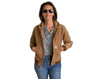 Chaqueta con capucha Carhartt vintage – Talla juvenil grande – Ropa de trabajo de lona resistente, hecha en México