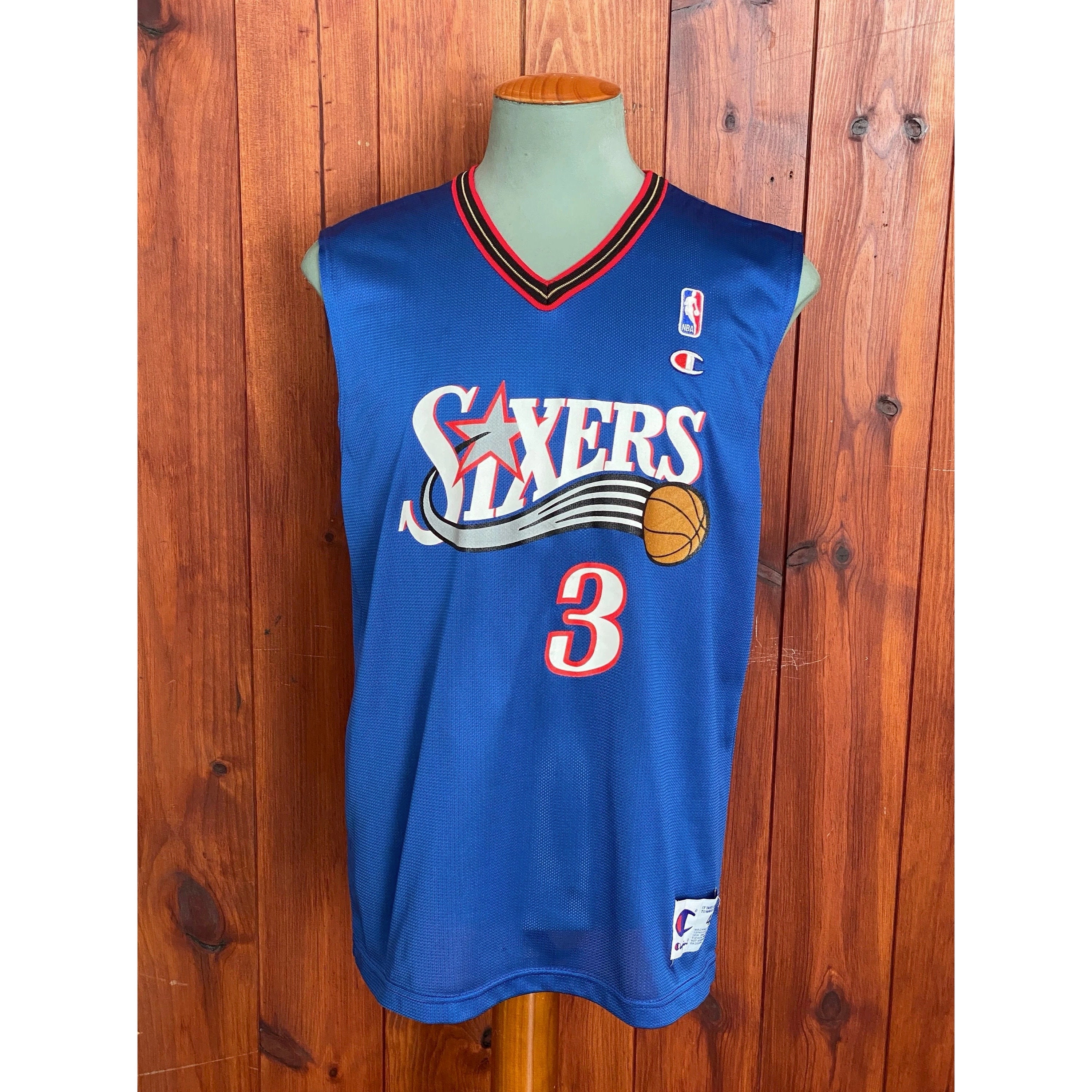 NWT Allen Iverson Champion Authentic Philadelphia 76ers Jersey 56 Blue