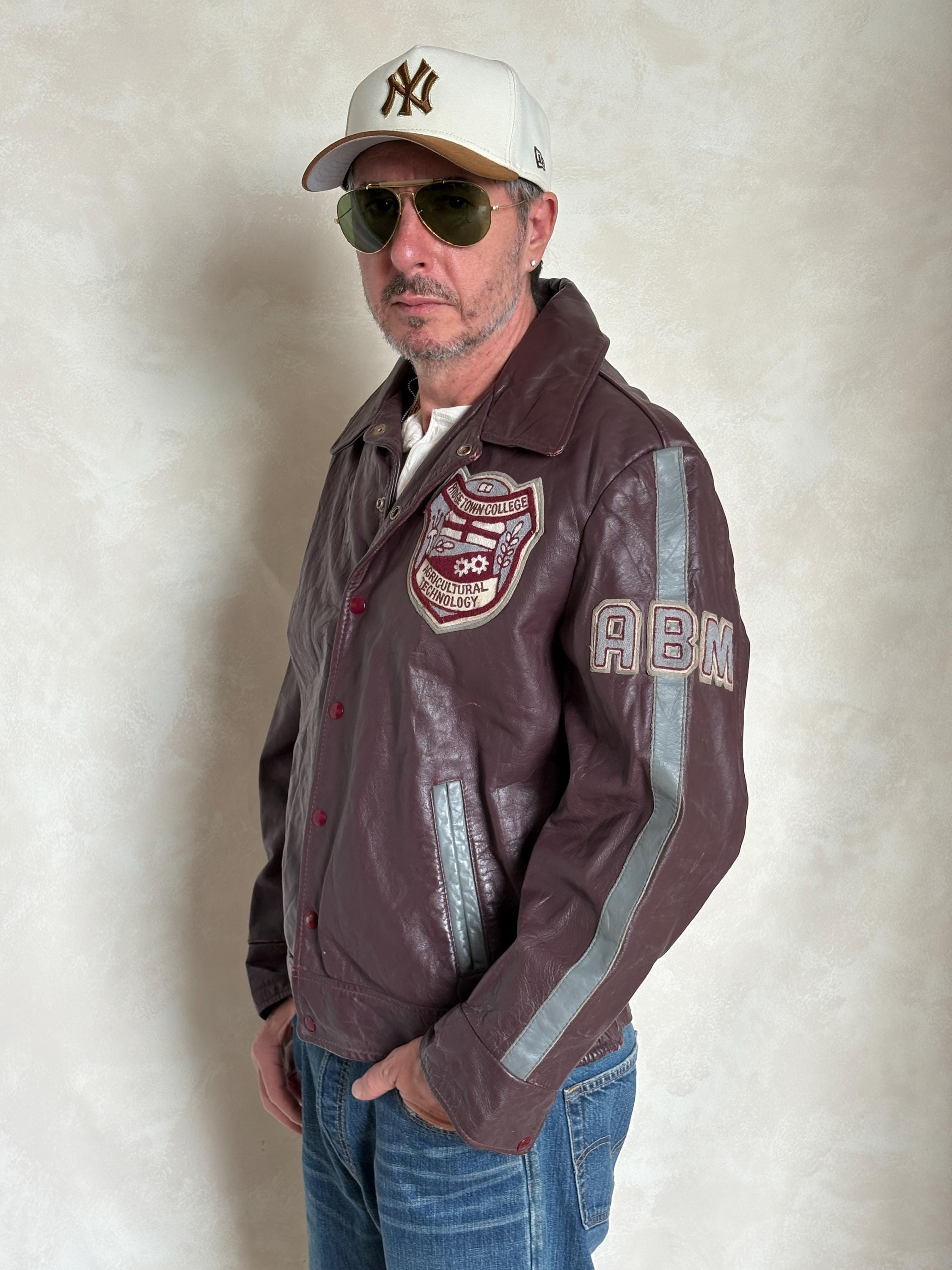 Vintage 90s Varsity Leather Jacket – Canadian Made College Style