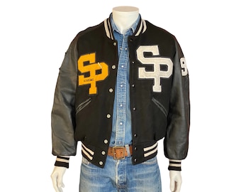 Size M. Made In USA  90s Original Vintage letterman varsity jacket made by Delong