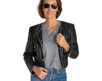 Vintage 1980s Escada Leather jacket  – Designer Jacket Size 38US / 48EU