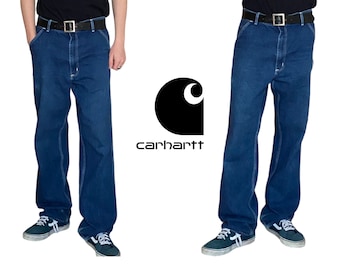 Vintage Carhartt Carpenter Denim Pants Blue Workwear Utility Made USA Size 36x36 Mens