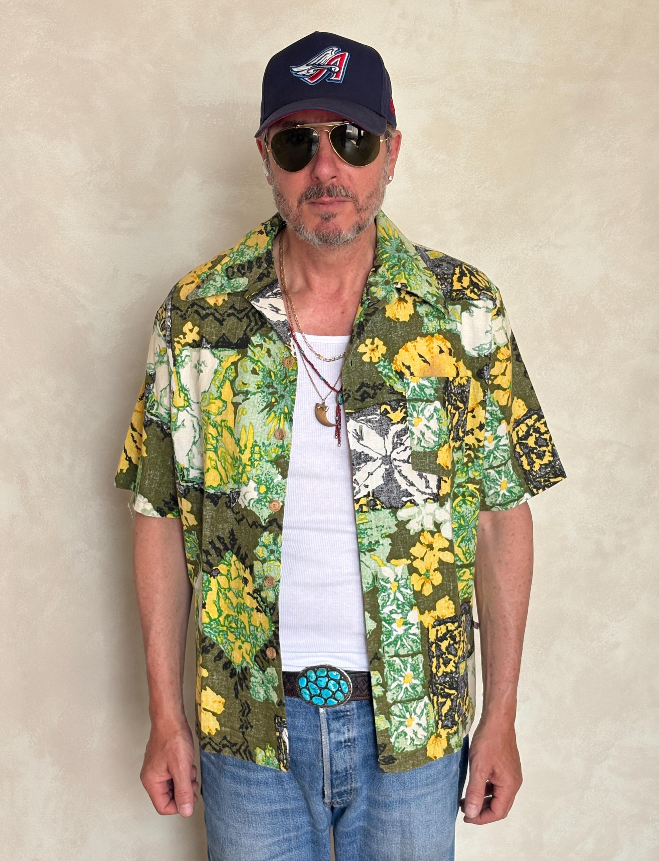 Vintage 60s Jantzen Hawaiian Cotton Shirt Aloha Print Made USA