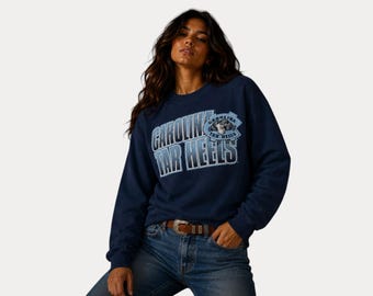 Starter / Navy UNC Carolina Tar Heels Crewneck / 1990s NCAA Made in USA / Size M