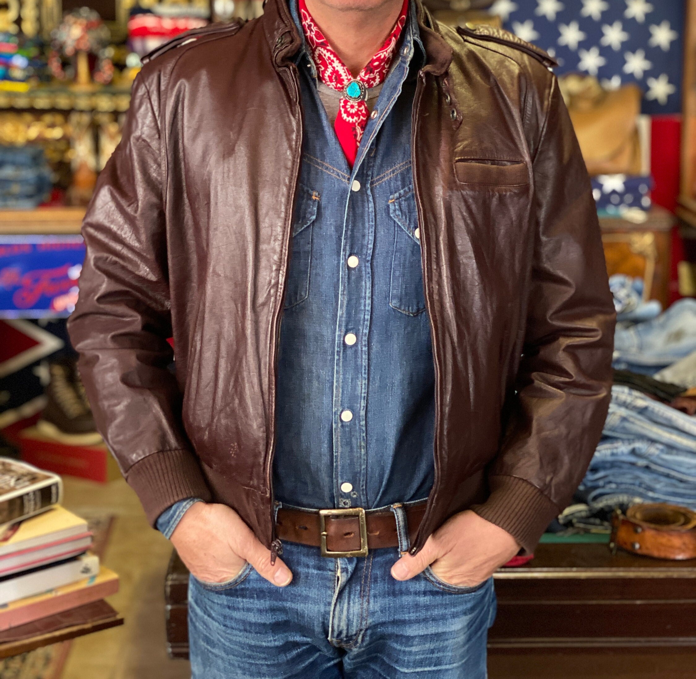 42US /52EU Vintage 80s Leather Jacket Jacket Made by Campus - Etsy