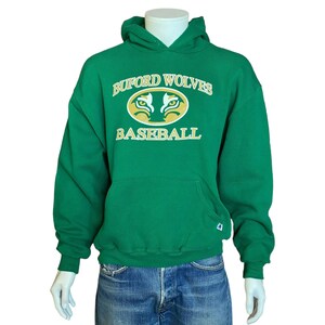 Size L. vintage 90s hooded sweatshirt made by Russell Athletic