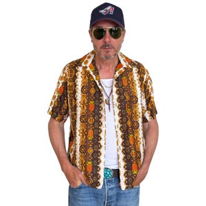 Med. Vintage 70s Hawaiian satin cotton shirt