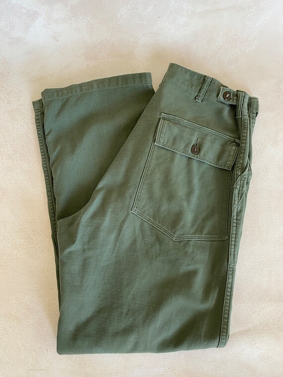 60s★US ARMY OG107 UTILITY PANTS″W32×L31★ VINTAGE US ARMY UTILITY TROUSERS PANTS OG-107 SATEEN 1960S