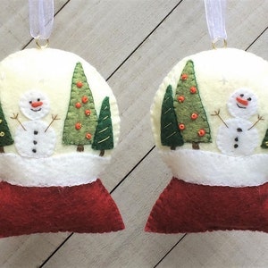 Snow Globe Christmas Ornament Kit DIY, Felt Embroidery Sewing Pattern