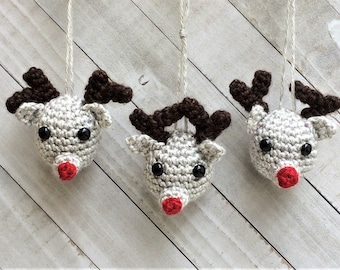 PDF Digital Pattern, Instant Download, Christmas Ornament, Reindeer, Crochet Pattern Tutorial, Amigurumi