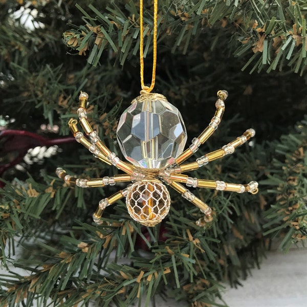 Makes 3, Legend of the  Christmas Spider Beading  Ornament Kit,  Golden Mesh, DIY, Beading Kit.