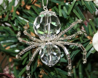 Makes 3, Legend of the  Christmas Spider Beading Ornament Kit, Crystal Silver, DIY,  How to, Glass Beads,  Craft Supplies + Tools, Kit