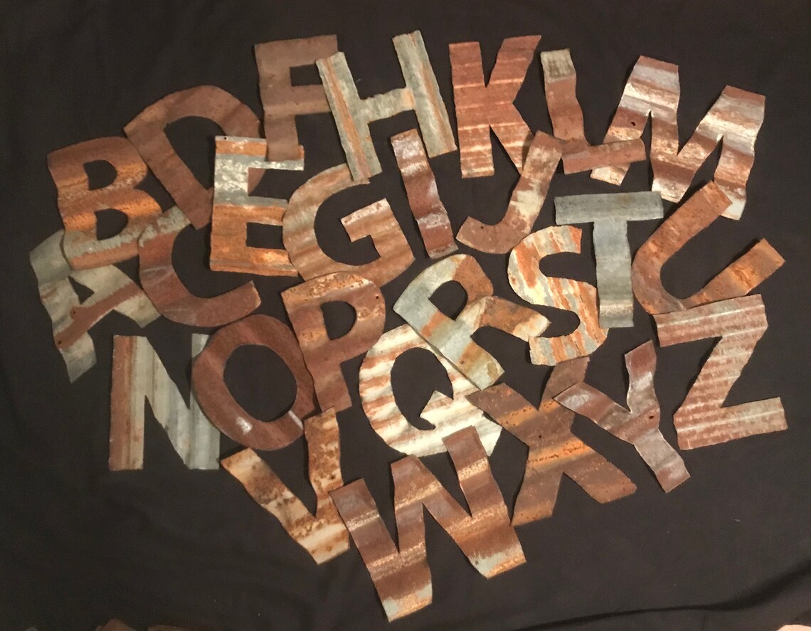 8 Corrugated Barn Tin Letters 8 Rustic Tin Etsy