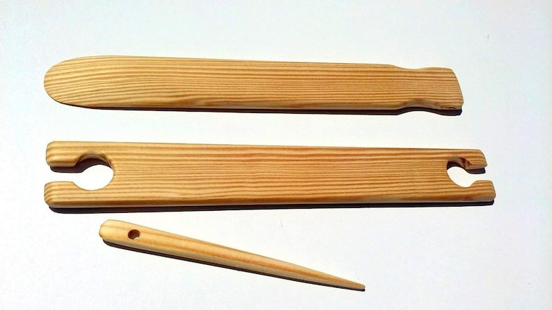 3 Piece 8 inch X 1.5 wide weaving stick shuttle and Pick up stick
