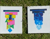 Topsy Turvy Shape Paintings, Minimalist, Shapes, Shades of Blue, Primary Colors
